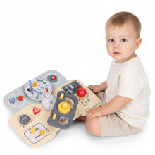 Wooden Sensory Busy Board for Children Educational Panel Car Steering Wheel 15 Pieces ECOTOYS