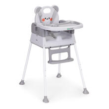 High Chair for Children 3-in-1 Double Tray 5-Point Harness Grey ECOTOYS