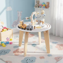 Wooden 5-in-1 Educational Interactive Table for Children Maze Bead Rollercoaster Train Mirror ECOTOYS