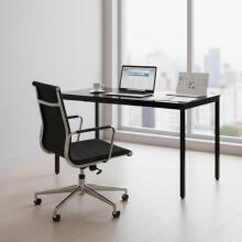 Table for Kitchen Dining Room for 4-5 People Computer Desk 120x60 cm Black ModernHome