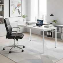 Table for Kitchen Dining Room for 4-5 People Computer Desk 120x60 cm White Marble ModernHome