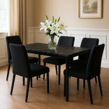 Table for Kitchen Dining Room for 4-5 People Computer Desk 120x60 cm Black Marble ModernHome