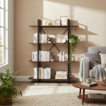 Loft Industrial Shelf for Living Room Office 4 Shelves Metal Frame ModernHome