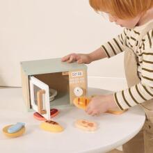 TOOKY TOY Wooden Microwave Kitchen Set of Food Products
