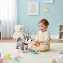 Interactive Leash Puppy Husky Walks and Wags Tail with Melodies