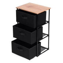 Cabinet shelf organizer, fabric with removable baskets, 3 levels, loft style, black, ModernHome