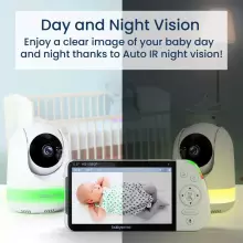 Babysense Video Baby Monitor Max View Pro Art.268712 Video Baby Monitor with 3 Cameras, Non Wifi, Split Screen, Night Light & Sound Machine