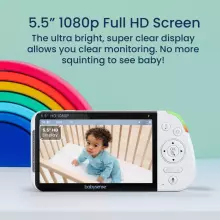Babysense Video Baby Monitor Max View Pro Art.268712 Video Baby Monitor with 3 Cameras, Non Wifi, Split Screen, Night Light & Sound Machine