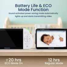 Babysense Video Baby Monitor Max View Pro Art.268712 Video Baby Monitor with 3 Cameras, Non Wifi, Split Screen, Night Light & Sound Machine