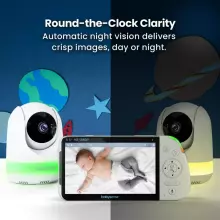 Babysense Video Baby Monitor Max View Pro Art.268721 Video Baby Monitor with 2 Cameras, Non Wifi, Split Screen, Night Light & Sound Machine