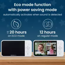 Babysense Video Baby Monitor Prisma Art.268723 Video-aukle ar LCD displeju ar 2 kamerām, bez Wi-Fi, dalītu ekrānu, nakts gaismu un skaņas ierīci