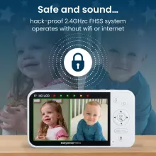 Babysense Video Baby Monitor Prisma Art.268723 Video-aukle ar LCD displeju ar 2 kamerām, bez Wi-Fi, dalītu ekrānu, nakts gaismu un skaņas ierīci