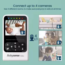Babysense Compact Video Baby Monitor with 2 Cameras Art.V24R-2 Video-aukle ar LCD displeju ar 2 kamerām