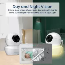 Babysense  Video Baby Monitor with 2 Cameras Art.V43 Video Baby Monitor with 2 Cameras, Non Wifi, Split Screen & Night Light Machine