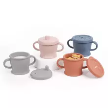 Haakaa Silicone Sip-N-Snack Cup   Art.BHK125-BH Blush  Silicone container with Click Lock