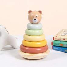 TOOKY TOY Wooden Sensory Puzzle Bear Sensory Colorful Stacker