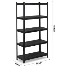 Metal storage shelf 180 x 90 x 40 cm Humberg HR-851 black