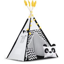 Bērnu tipi telts ar virteni un gaismām Nukido melnbalta ar pandu