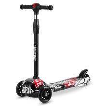 Ricokids Piko Three-Wheeled Scooter - Black with White and Red Patterns