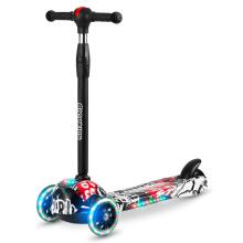 Ricokids Piko Three-Wheeled Scooter - Black with White and Red Patterns