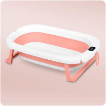 Foldable bathtub for children, infants with thermometer and insert Ricokids RK-287 white-pink