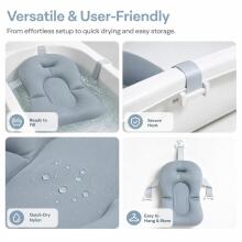 Baby Bath Cushion Art.271284 Grey Bērnu vannas spilvens, bērnu vannas sēdeklis, bērnu vannas ieliktnis