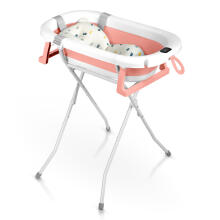 Foldable bathtub for children, infants with a frame, thermometer and insert Ricokids RK-287 white-pink