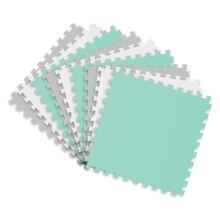Large foam puzzle mat Ricokids 180x180cm 9 pieces gray-turquoise