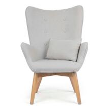 Wing chair with footrest Norse light gray