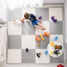 Large foam mat, Ricokids puzzles 60x60cm 4 pieces white and gray