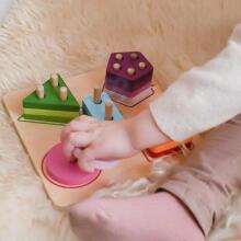 TOOKY TOY Wooden Geometric Sorter Learning Shapes and Counting
