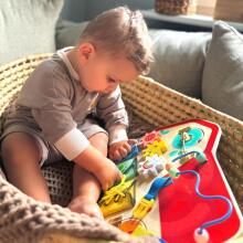 TOOKY TOY Wooden Montessori Manipulative Board Locks Gears Loops