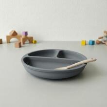 5903 3-PART PLATE WITH SUCTION CUPS DARK GREY BL590
