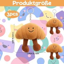 Jellycat Croissant,  Key Ring, Plush Key Ring,Key Chain, Cute Design Croissant Cuddly Toy for Bags Decoration and Pack of 3