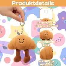 Jellycat Croissant,  Key Ring, Plush Key Ring,Key Chain, Cute Design Croissant Cuddly Toy for Bags Decoration and Pack of 3