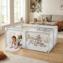 Bērnu spēļu laukums 180x160 cm Sauso bumbu bedre Spēļu zona Pelēka ar pārvadāšanas somu ECOTOYS