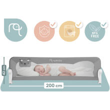 Protective bed guardrail safety gate lock 200 cm Nukido gray