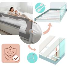Protective bed guardrail safety gate lock 200 cm Nukido gray