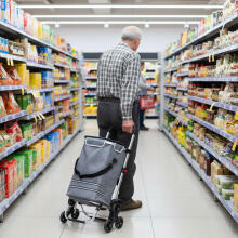 Foldable Shopping Trolley with Bag 30 Liters Triple Wheels Thermal Pocket ModernHome