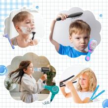 Hairdressing Set for Children Art.274435 парикмахерский набор с феном, бритвой, выпрямителем для волос, детский парикмахерский кейс