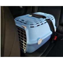 Transport cage Horizon 1 with plastic door 48x32x30cm light blue/blue