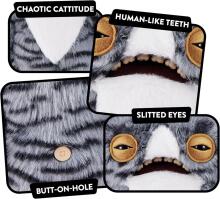 Fuggler Alley Cats (Wide Eyed Cat) – Funny Ugly Monster Plush Toy with Human-Like Teeth