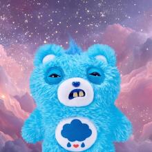 Fuggler Care Bears 23 cm Plush Toy (Grumpy Bear) by ZURU - Funny Ugly Monster Cuddly Toy with Human-like Teeth, Collectable Plush for Children, Teenagers, Adults & Crossover Fans