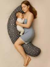 La Bebe™ Moon Cotton Maternity Pillow Art. 80579836 Nordic Pebbles. Liels spilvens grūtniecēm ar memory putām (īpaši mīksts un kluss pildījums, kas pielagojas ķermenim)