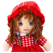 Rag Doll Cuddly Toy Checkered Dress Red 35 cm