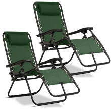 Folding garden lounger with cushion Sofotel ChillWell set of 2 green