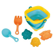 WOOPIE BABY Foldable Bucket Set with Rake, Shovel, and Molds Blue