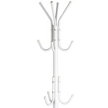 Floor Standing coat rack with 11 hooks for clothes, metal, white – ModernHome