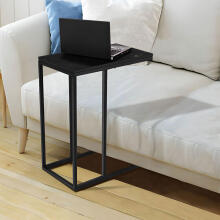 Side table for laptop, coffee table, C-shaped, black marble, ModernHome