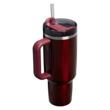 Thermos mug with straw The Quencher H2.0 Fluted Tumbler 1.18L glossy maroon